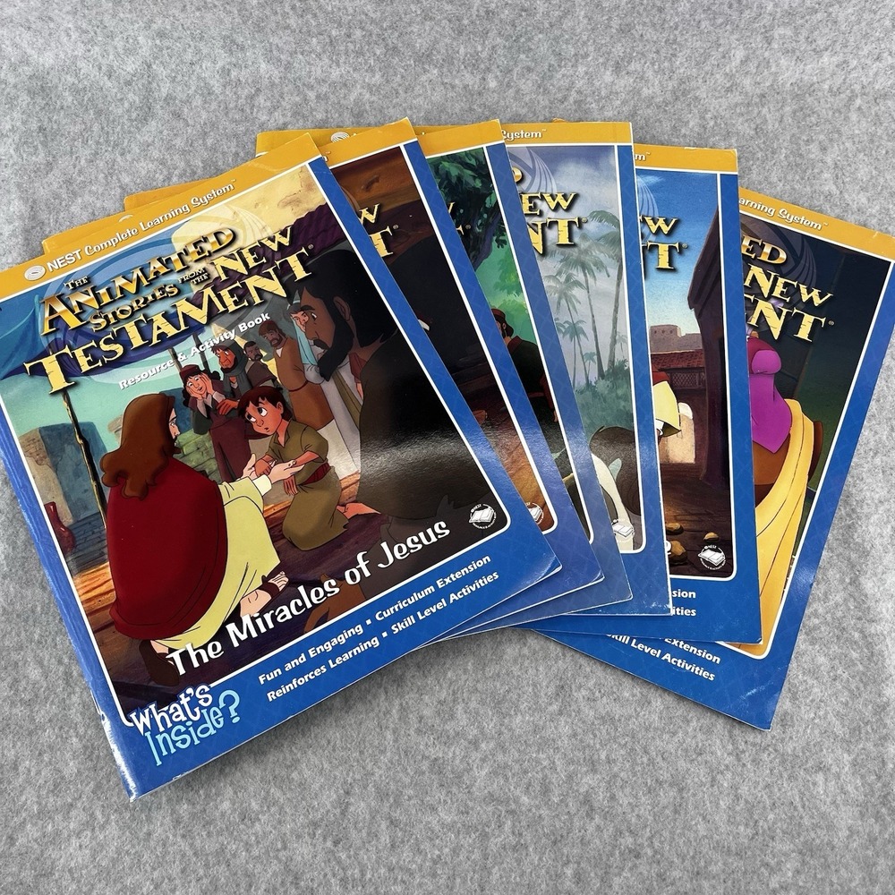 NEST Animated Bible Stories Activity Books Lot 6 New Testament Christian School